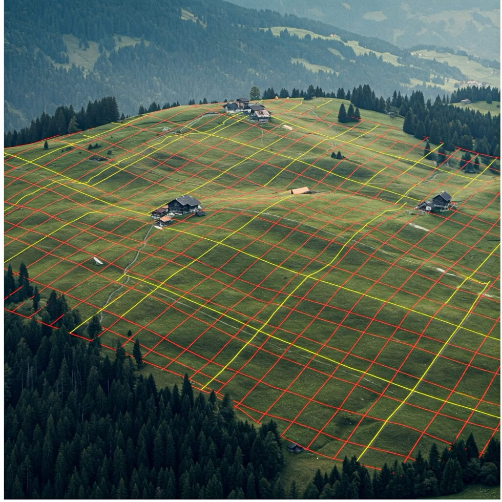 Symbolische Dartstellung von Gitternetzlinien.